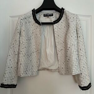 Karl Lagerfeld Black and White Tweet Cropped Coat